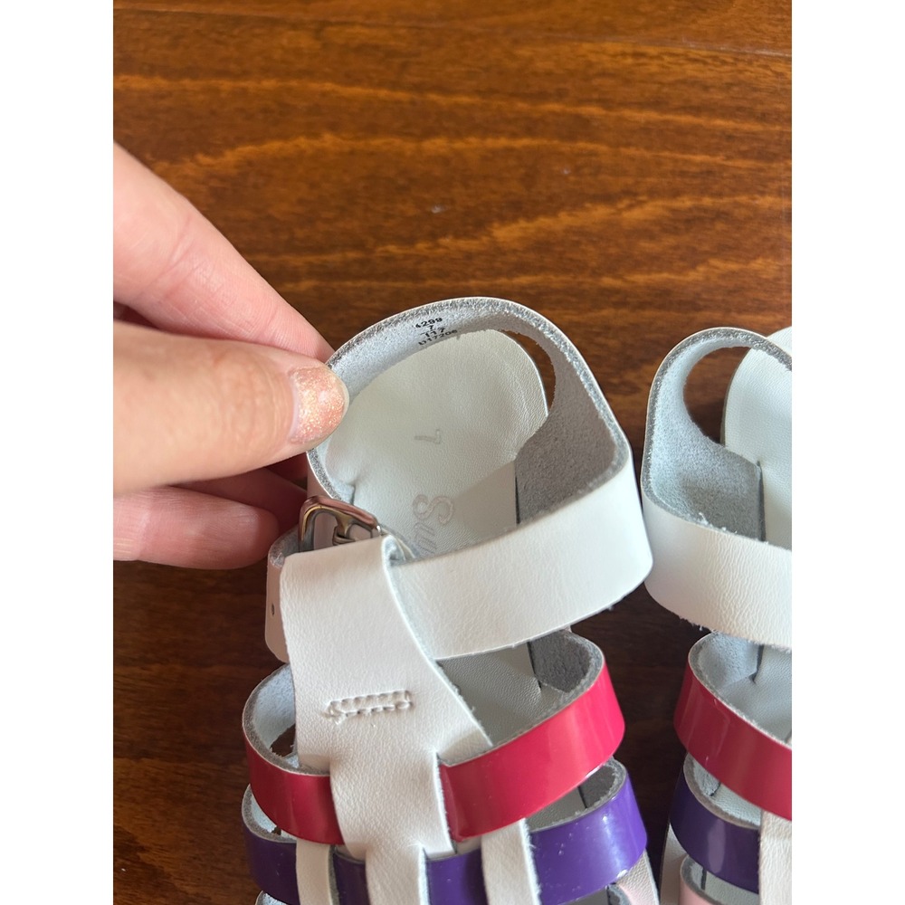 Sun-San Salt Water Sandals Sea Wee White NEW Leather Size 7 Toddler - Picture 4 of 6